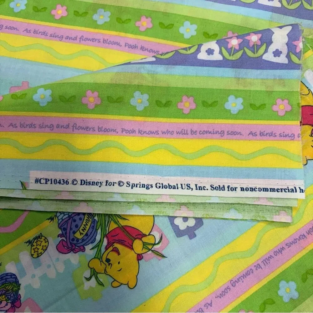Vintage Colorful Winnie the Pooh Easter Spring Fabric - 2‎ yards